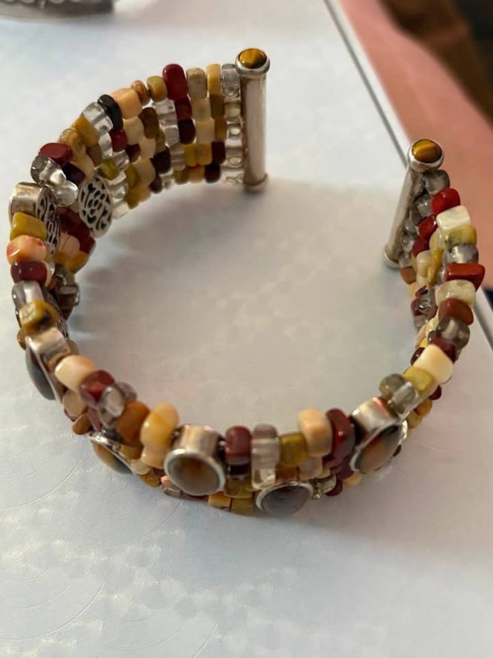 Nice Whitney Kelly Multi Stone Wide Cuff Bracelet.